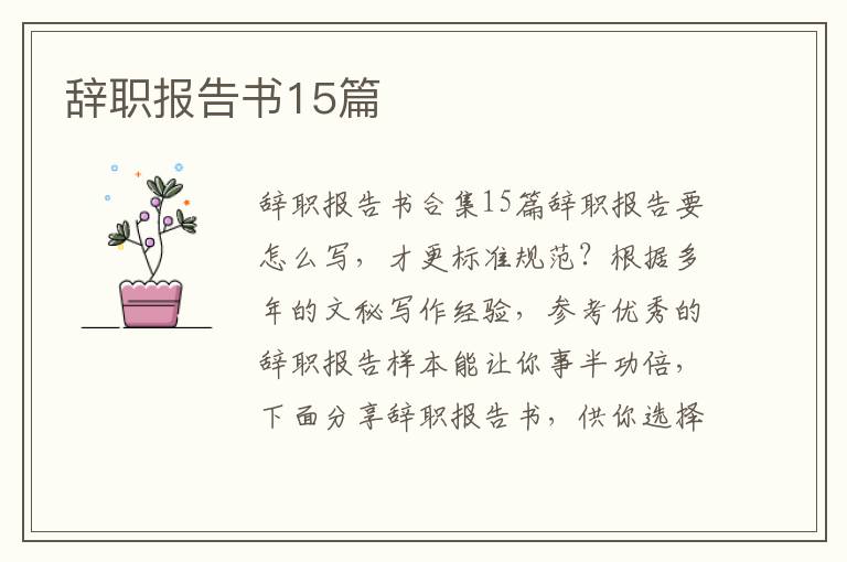 辭職報告書15篇