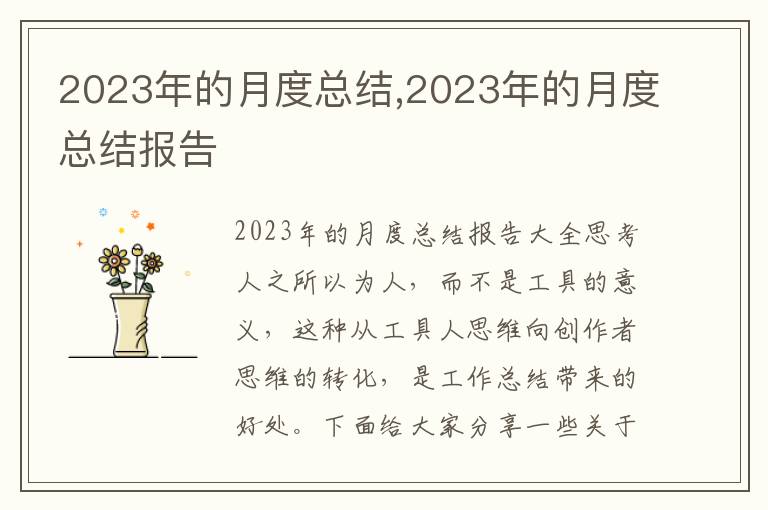 2023年的月度總結,2023年的月度總結報告