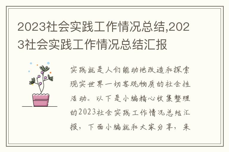 2023社會實踐工作情況總結(jié),2023社會實踐工作情況總結(jié)匯報