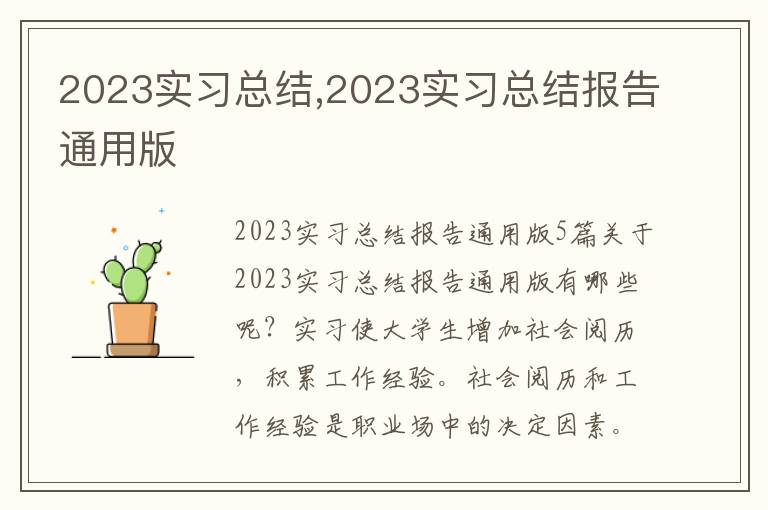 2023實習總結,2023實習總結報告通用版