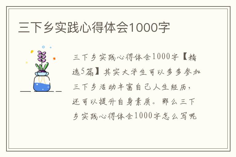 三下鄉實踐心得體會1000字