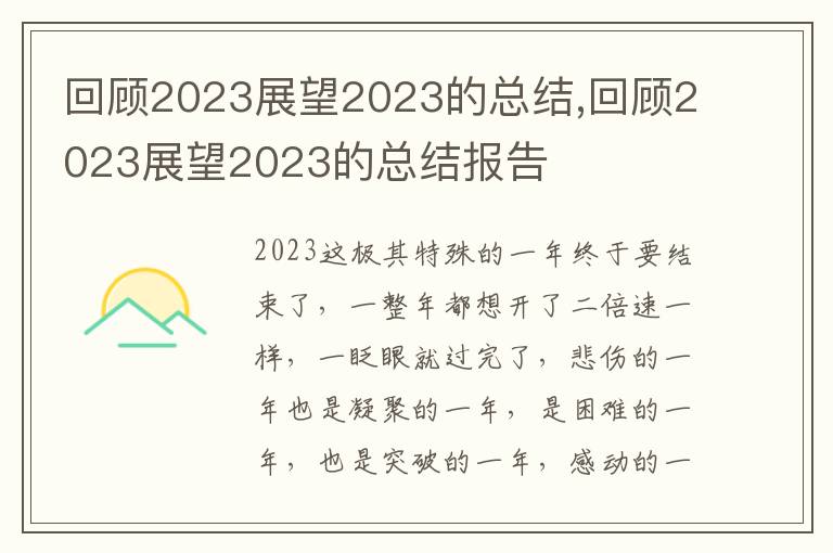 回顧2023展望2023的總結(jié),回顧2023展望2023的總結(jié)報(bào)告