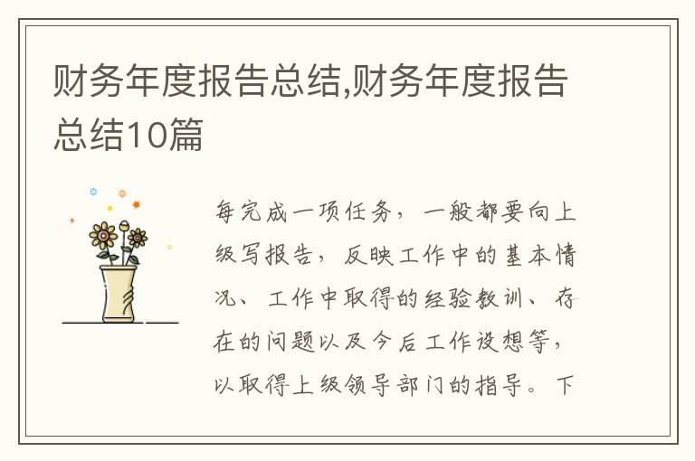 財務年度報告總結(jié),財務年度報告總結(jié)10篇