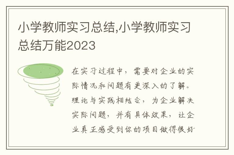 小學(xué)教師實習(xí)總結(jié),小學(xué)教師實習(xí)總結(jié)萬能2023