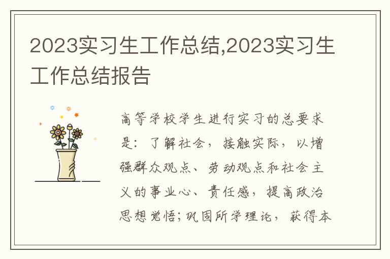 2023實(shí)習(xí)生工作總結(jié),2023實(shí)習(xí)生工作總結(jié)報(bào)告