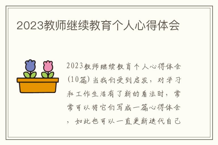 2023教師繼續(xù)教育個人心得體會