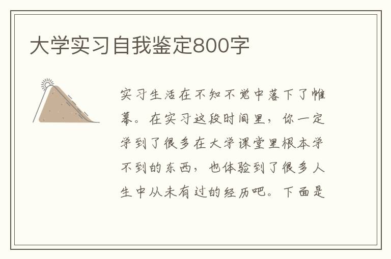 大學實習自我鑒定800字