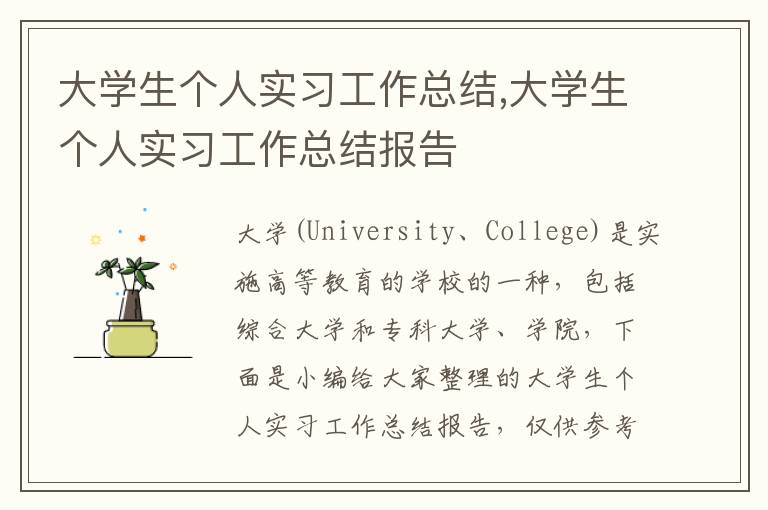 大學生個人實習工作總結,大學生個人實習工作總結報告