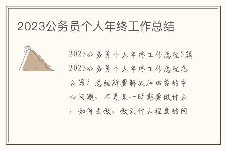 2023公務員個人年終工作總結