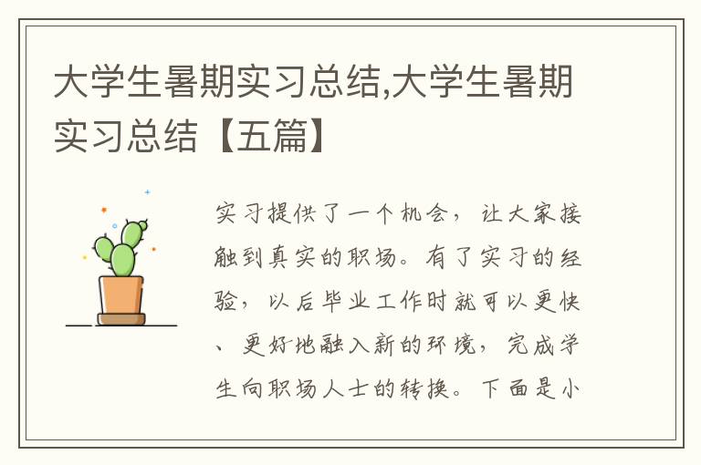 大學(xué)生暑期實(shí)習(xí)總結(jié),大學(xué)生暑期實(shí)習(xí)總結(jié)【五篇】