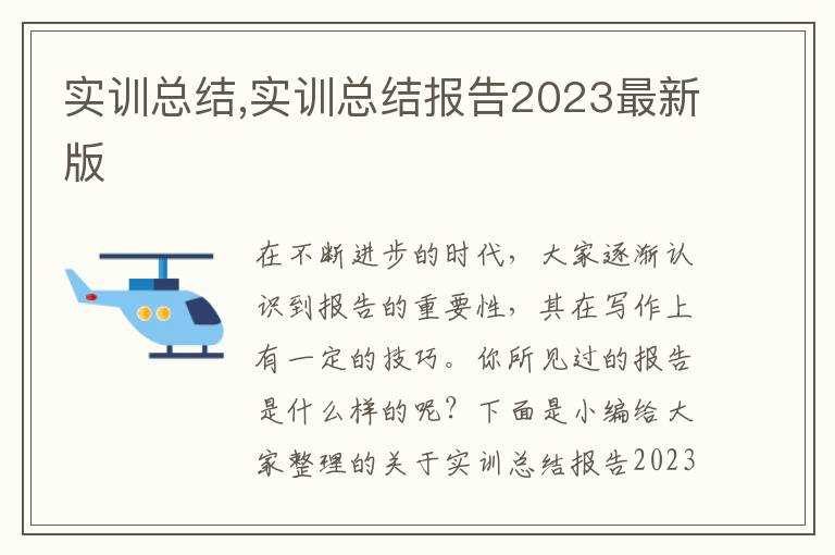 實訓(xùn)總結(jié),實訓(xùn)總結(jié)報告2023最新版