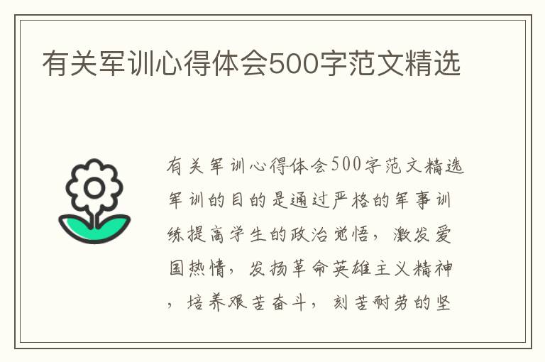 有關軍訓心得體會500字范文精選