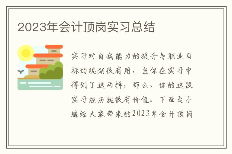 2023年會(huì)計(jì)頂崗實(shí)習(xí)總結(jié)