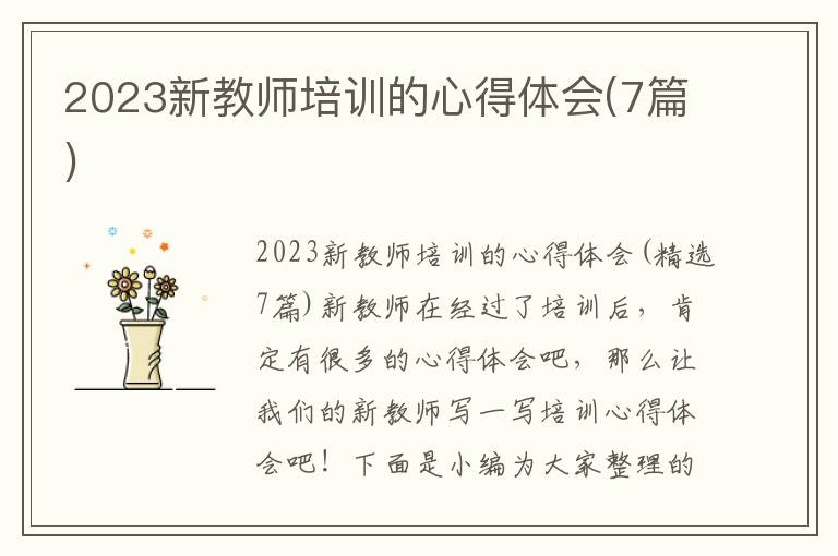 2023新教師培訓(xùn)的心得體會(huì)(7篇)