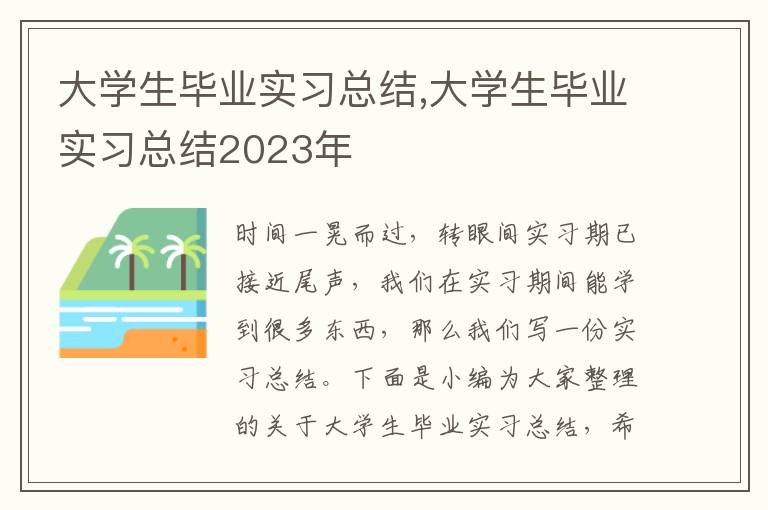 大學(xué)生畢業(yè)實習(xí)總結(jié),大學(xué)生畢業(yè)實習(xí)總結(jié)2023年