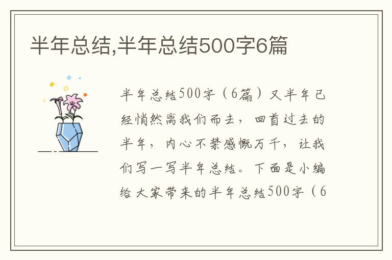 半年總結,半年總結500字6篇