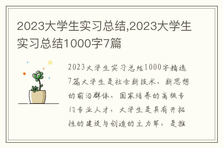 2023大學生實習總結,2023大學生實習總結1000字7篇