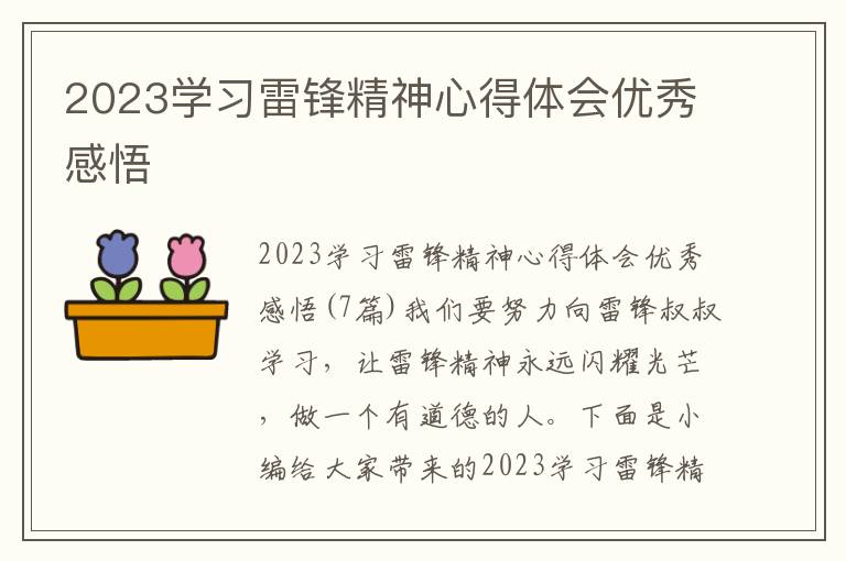 2023學習雷鋒精神心得體會優秀感悟