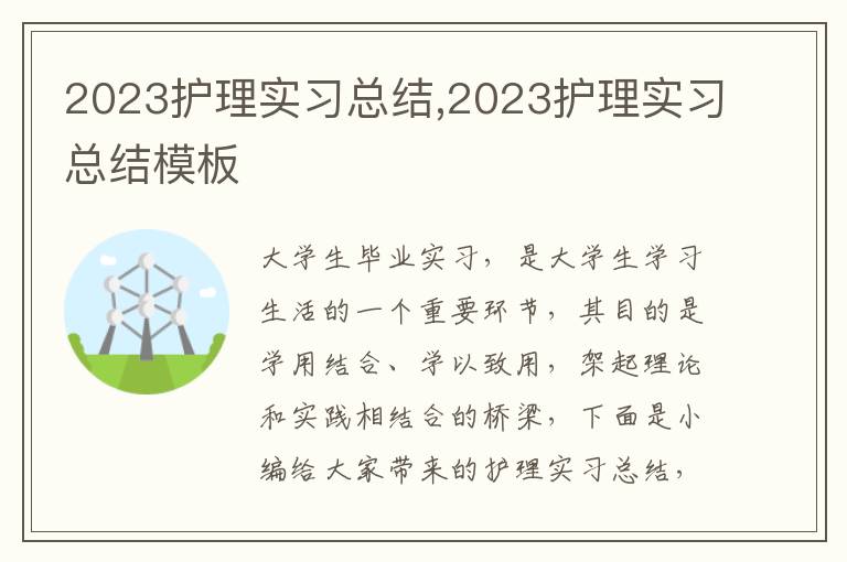 2023護(hù)理實習(xí)總結(jié),2023護(hù)理實習(xí)總結(jié)模板