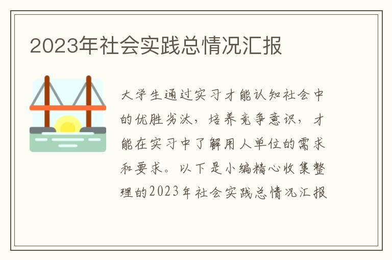 2023年社會實(shí)踐總情況匯報(bào)