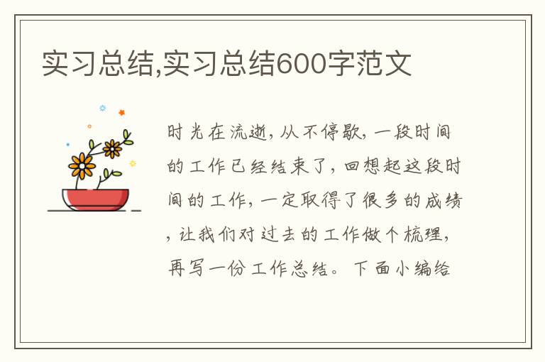 實習(xí)總結(jié),實習(xí)總結(jié)600字范文