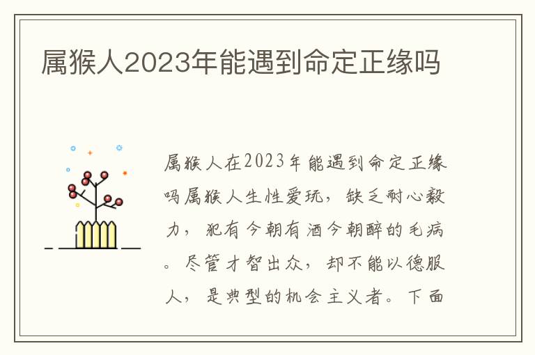 屬猴人2023年能遇到命定正緣嗎