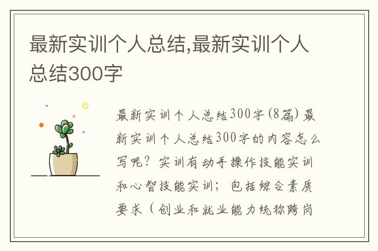 最新實訓個人總結,最新實訓個人總結300字