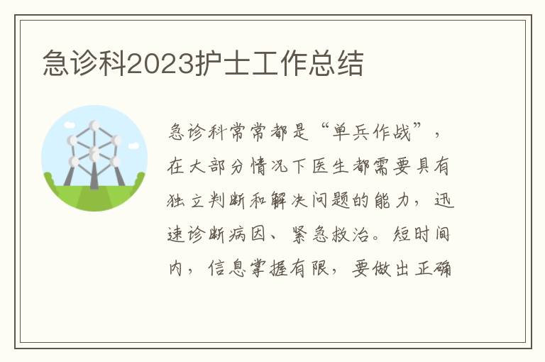 急診科2023護士工作總結