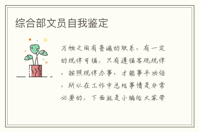 綜合部文員自我鑒定