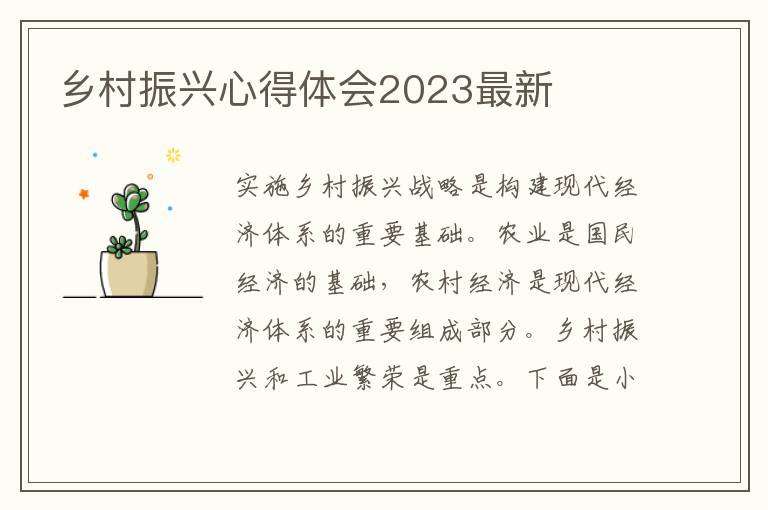 鄉(xiāng)村振興心得體會2023最新