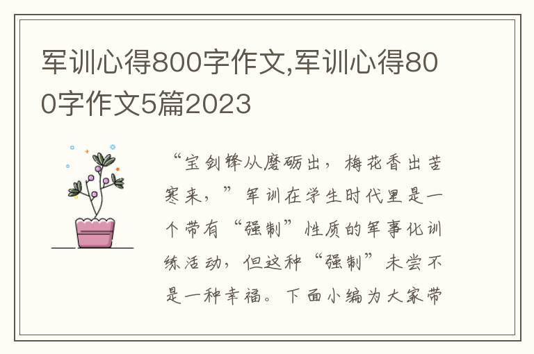 軍訓(xùn)心得800字作文,軍訓(xùn)心得800字作文5篇2023