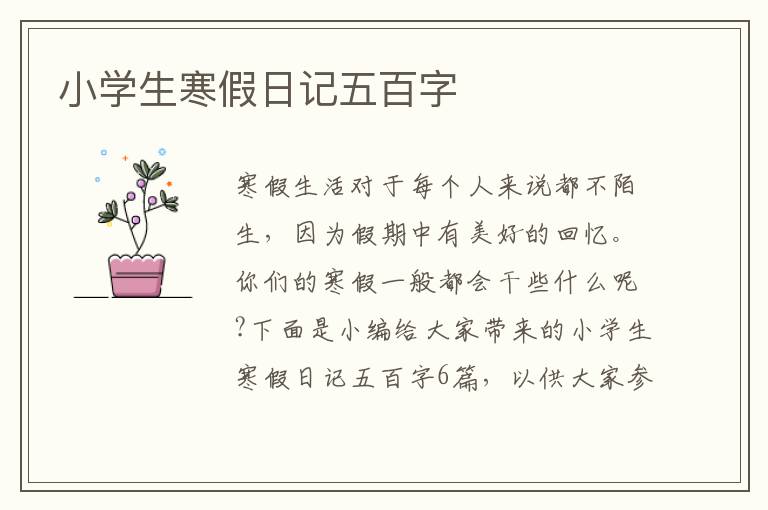 小學(xué)生寒假日記五百字