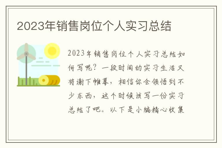 2023年銷售崗位個人實習總結