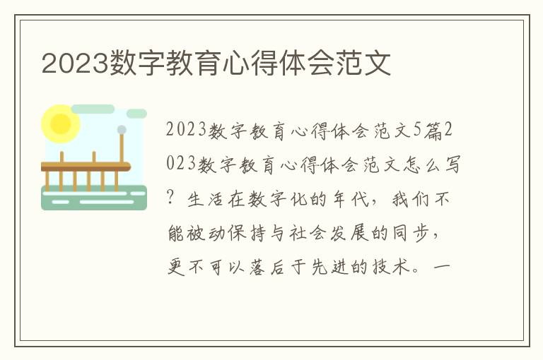 2023數字教育心得體會范文