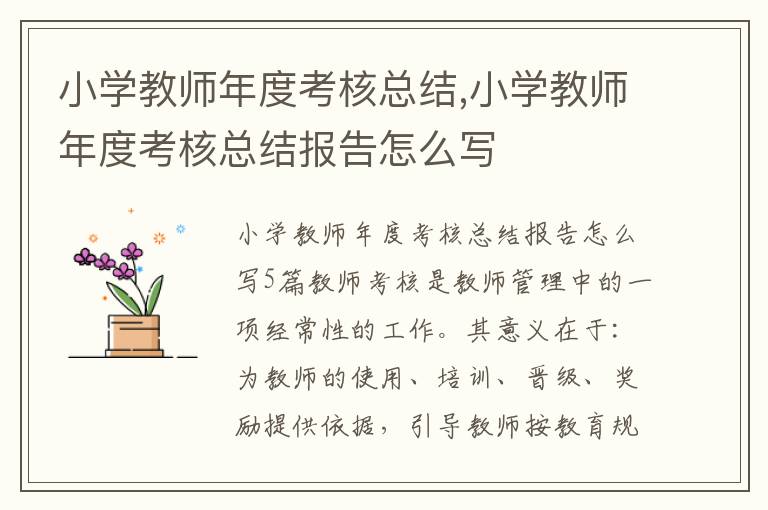 小學教師年度考核總結,小學教師年度考核總結報告怎么寫