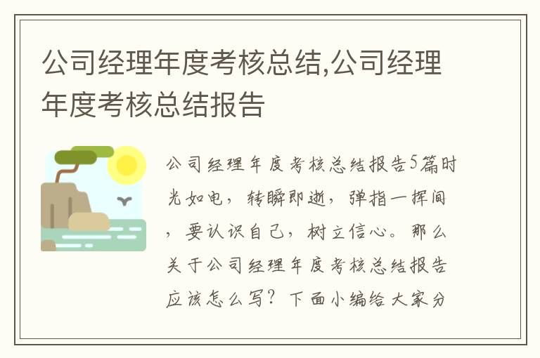 公司經理年度考核總結,公司經理年度考核總結報告