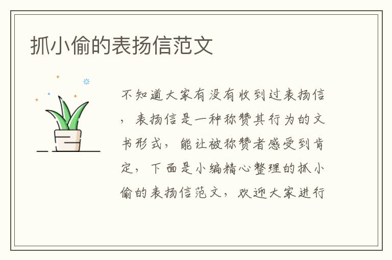 抓小偷的表?yè)P(yáng)信范文