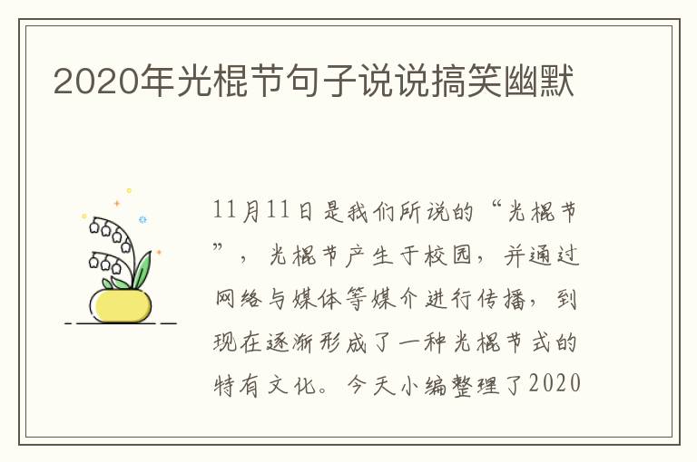 2020年光棍節(jié)句子說說搞笑幽默