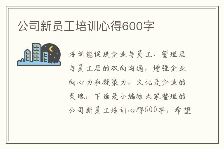 公司新員工培訓心得600字