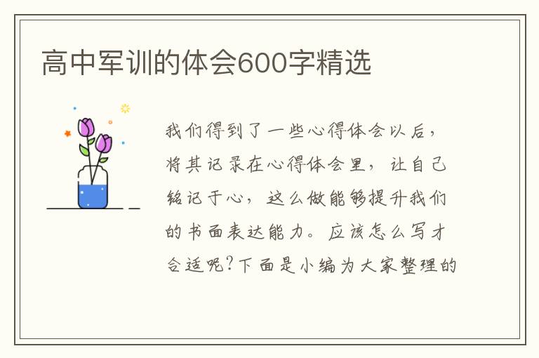 高中軍訓(xùn)的體會600字精選