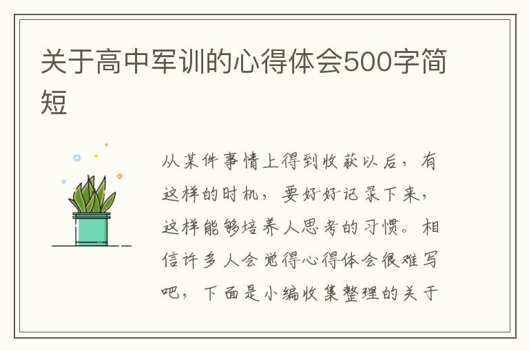 關(guān)于高中軍訓(xùn)的心得體會500字簡短