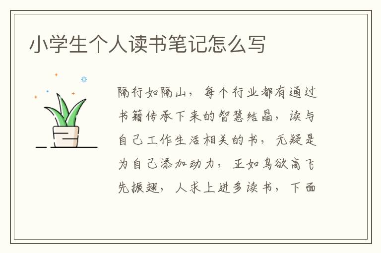 小學(xué)生個人讀書筆記怎么寫