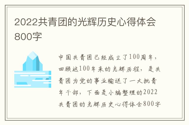 2022共青團(tuán)的光輝歷史心得體會(huì)800字