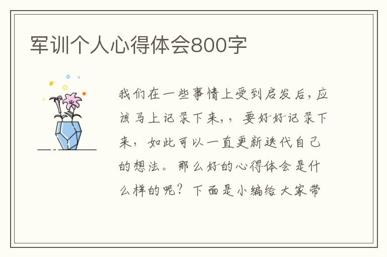 軍訓(xùn)個(gè)人心得體會(huì)800字