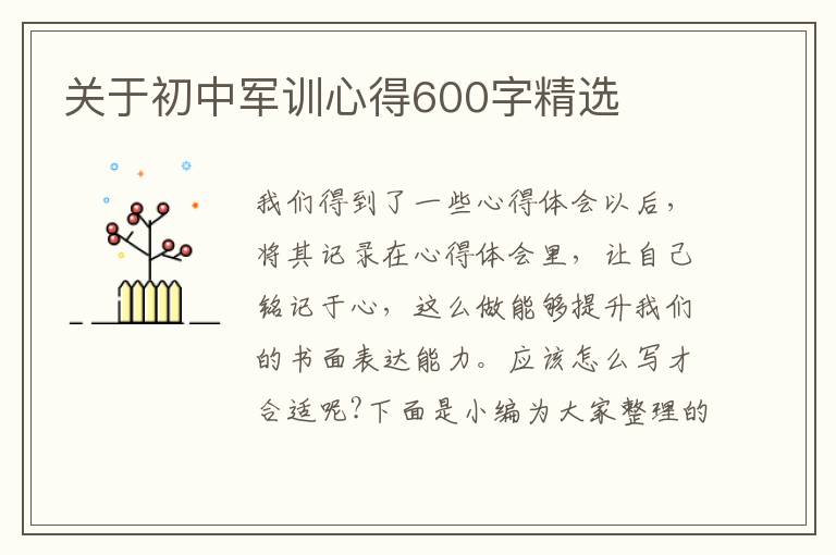 關于初中軍訓心得600字精選