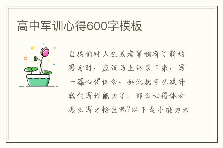 高中軍訓(xùn)心得600字模板