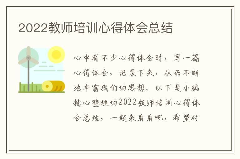 2022教師培訓(xùn)心得體會總結(jié)