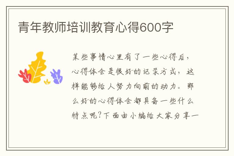 青年教師培訓(xùn)教育心得600字