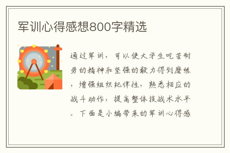 軍訓心得感想800字精選