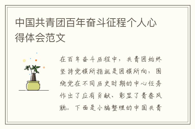 中國共青團百年奮斗征程個人心得體會范文